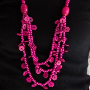 Paparazzi Safari Samba Pink Wooden Necklace Set